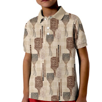Aloha Hawaii Vintage Kahili Pa'a Lima Kid Polo Shirt Palaka Print Cozy Beige