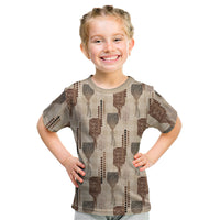 Aloha Hawaii Vintage Kahili Pa'a Lima Kid T Shirt Palaka Print Cozy Beige