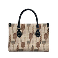 Aloha Hawaii Vintage Kahili Pa'a Lima Leather Bag Palaka Print Cozy Beige