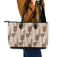 Aloha Hawaii Vintage Kahili Pa'a Lima Leather Tote Bag Palaka Print Cozy Beige