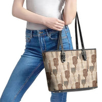 Aloha Hawaii Vintage Kahili Pa'a Lima Leather Tote Bag Palaka Print Cozy Beige