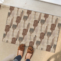 Aloha Hawaii Vintage Kahili Pa'a Lima Rubber Doormat Palaka Print Cozy Beige
