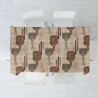 Aloha Hawaii Vintage Kahili Pa'a Lima Tablecloth Palaka Print Cozy Beige