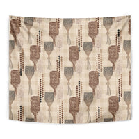 Aloha Hawaii Vintage Kahili Pa'a Lima Tapestry Palaka Print Cozy Beige