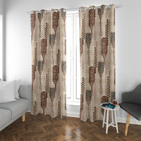 Aloha Hawaii Vintage Kahili Pa'a Lima Window Curtain Palaka Print Cozy Beige