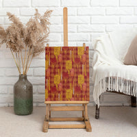 Aloha Hawaii Vintage Kahili Pa'a Lima Canvas Wall Art Palaka Print Hilo Royal Red-Yellow