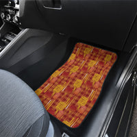 Aloha Hawaii Vintage Kahili Pa'a Lima Car Mats Palaka Print Hilo Royal Red-Yellow