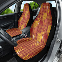 Aloha Hawaii Vintage Kahili Pa'a Lima Car Seat Cover Palaka Print Hilo Royal Red-Yellow