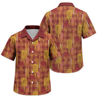 Aloha Hawaii Vintage Kahili Pa'a Lima Family Matching Off Shoulder Maxi Dress and Hawaiian Shirt Palaka Print Hilo Royal Red-Yellow