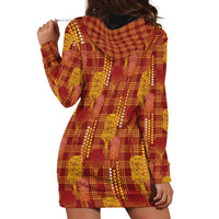Aloha Hawaii Vintage Kahili Pa'a Lima Hoodie Dress Palaka Print Hilo Royal Red-Yellow