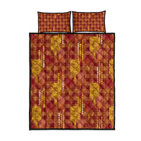 Aloha Hawaii Vintage Kahili Pa'a Lima Quilt Bed Set Palaka Print Hilo Royal Red-Yellow