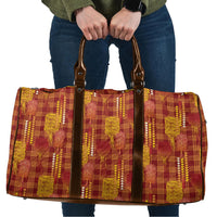 Aloha Hawaii Vintage Kahili Pa'a Lima Travel Bag Palaka Print Hilo Royal Red-Yellow