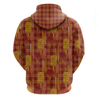 Aloha Hawaii Vintage Kahili Pa'a Lima Zip Hoodie Palaka Print Hilo Royal Red-Yellow