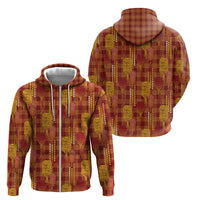 Aloha Hawaii Vintage Kahili Pa'a Lima Zip Hoodie Palaka Print Hilo Royal Red-Yellow