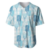 Aloha Hawaii Vintage Kahili Pa'a Lima Baseball Jersey Palaka Print Oceanic Turquoise