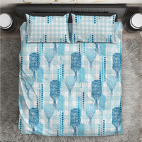 Aloha Hawaii Vintage Kahili Pa'a Lima Bedding Set Palaka Print Oceanic Turquoise