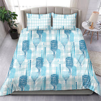 Aloha Hawaii Vintage Kahili Pa'a Lima Bedding Set Palaka Print Oceanic Turquoise
