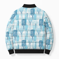 Aloha Hawaii Vintage Kahili Pa'a Lima Bomber Puffer Jacket Palaka Print Oceanic Turquoise