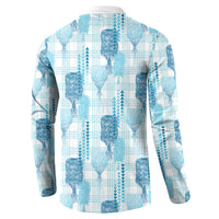 Aloha Hawaii Vintage Kahili Pa'a Lima Button Sweatshirt Palaka Print Oceanic Turquoise
