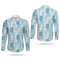 Aloha Hawaii Vintage Kahili Pa'a Lima Couples Matching Tank Maxi Dress and Long Sleeve Button Shirt Palaka Print Oceanic Turquoise