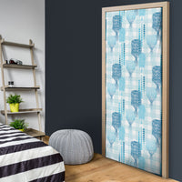 Aloha Hawaii Vintage Kahili Pa'a Lima Door Cover Palaka Print Oceanic Turquoise