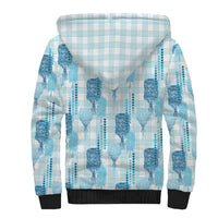 Aloha Hawaii Vintage Kahili Pa'a Lima Sherpa Hoodie Palaka Print Oceanic Turquoise