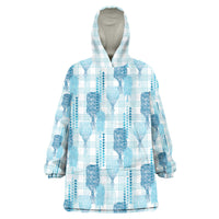Aloha Hawaii Vintage Kahili Pa'a Lima Wearable Blanket Hoodie Palaka Print Oceanic Turquoise