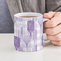 Aloha Hawaii Vintage Kahili Pa'a Lima Ceramic Mug Palaka Print Pastel Lavender