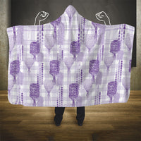 Aloha Hawaii Vintage Kahili Pa'a Lima Hooded Blanket Palaka Print Pastel Lavender