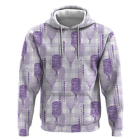 Aloha Hawaii Vintage Kahili Pa'a Lima Hoodie Palaka Print Pastel Lavender