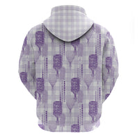 Aloha Hawaii Vintage Kahili Pa'a Lima Hoodie Palaka Print Pastel Lavender