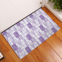Aloha Hawaii Vintage Kahili Pa'a Lima Rubber Doormat Palaka Print Pastel Lavender