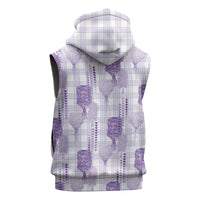 Aloha Hawaii Vintage Kahili Pa'a Lima Sleeveless Zip Hoodie Palaka Print Pastel Lavender