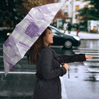 Aloha Hawaii Vintage Kahili Pa'a Lima Umbrella Palaka Print Pastel Lavender