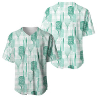 Aloha Hawaii Vintage Kahili Pa'a Lima Baseball Jersey Palaka Print Mossy Teal
