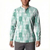 Aloha Hawaii Vintage Kahili Pa'a Lima Button Sweatshirt Palaka Print Mossy Teal