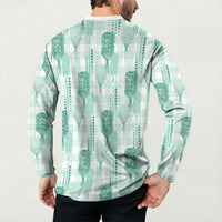 Aloha Hawaii Vintage Kahili Pa'a Lima Button Sweatshirt Palaka Print Mossy Teal