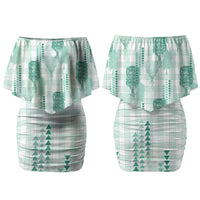 Aloha Hawaii Vintage Kahili Pa'a Lima Family Matching Off Shoulder Short Dress and Hawaiian Shirt Palaka Print Mossy Teal