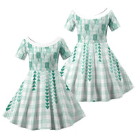 Aloha Hawaii Vintage Kahili Pa'a Lima Family Matching Short Sleeve Bodycon Dress and Hawaiian Shirt Palaka Print Mossy Teal