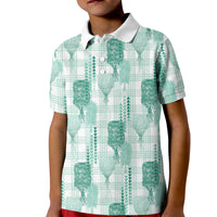 Aloha Hawaii Vintage Kahili Pa'a Lima Kid Polo Shirt Palaka Print Mossy Teal