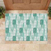 Aloha Hawaii Vintage Kahili Pa'a Lima Rubber Doormat Palaka Print Mossy Teal