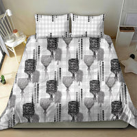 Aloha Hawaii Vintage Kahili Pa'a Lima Bedding Set Palaka Print Hinahina