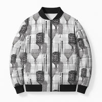 Aloha Hawaii Vintage Kahili Pa'a Lima Bomber Puffer Jacket Palaka Print Hinahina