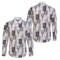 Aloha Hawaii Vintage Kahili Pa'a Lima Family Matching Long Sleeve Bodycon Dress and Hawaiian Shirt Palaka Print Hinahina