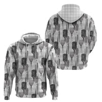 Aloha Hawaii Vintage Kahili Pa'a Lima Hoodie Palaka Print Hinahina