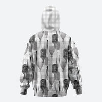 Aloha Hawaii Vintage Kahili Pa'a Lima Hoodie Palaka Print Hinahina