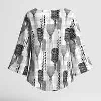 Aloha Hawaii Vintage Kahili Pa'a Lima Kimono Sleeve Blouse Palaka Print Hinahina