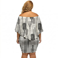 Aloha Hawaii Vintage Kahili Pa'a Lima Off Shoulder Short Dress Palaka Print Hinahina LT7 - Polynesian Pride