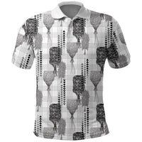 Aloha Hawaii Vintage Kahili Pa'a Lima Polo Shirt Palaka Print Hinahina LT7 Gray - Polynesian Pride