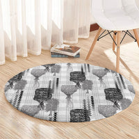 Aloha Hawaii Vintage Kahili Pa'a Lima Round Carpet Palaka Print Hinahina
